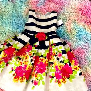 Navy stripe flower dress